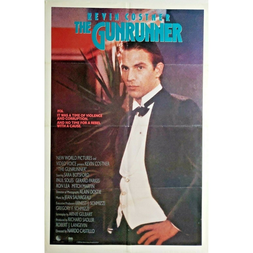 1989 The Gunrunner Original Movie Poster Kevin Costner New World Video 206
